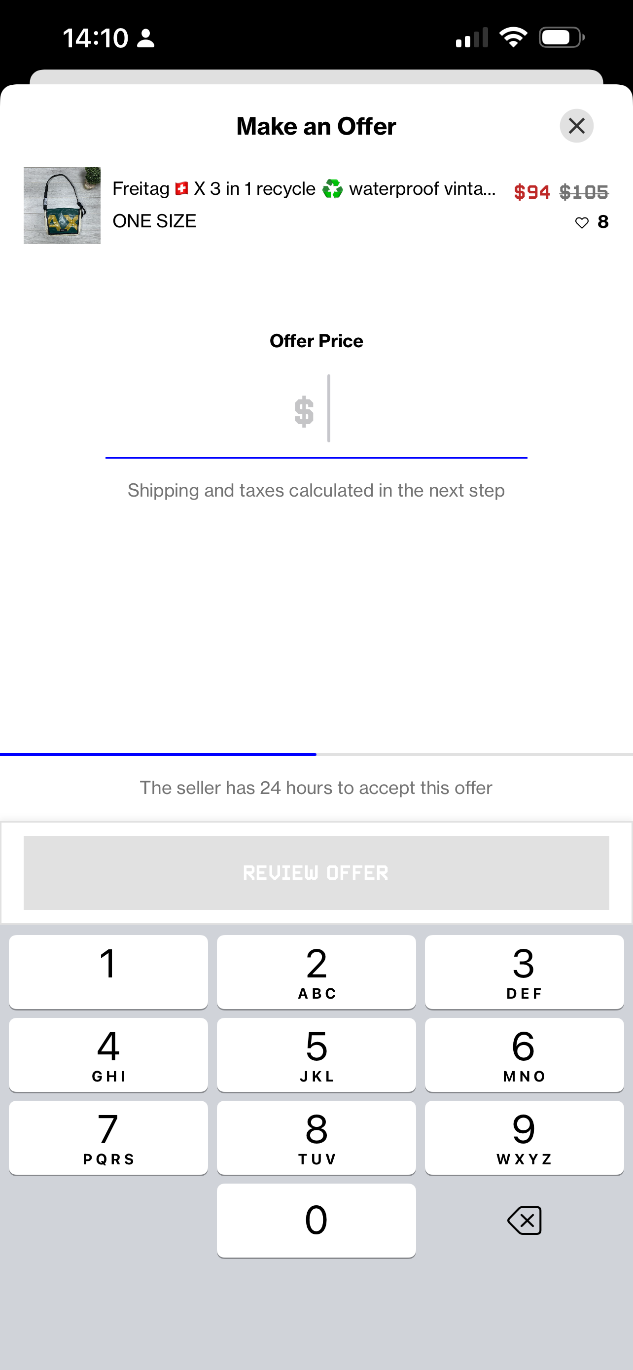 Grailed mobile — Make an Offer flow