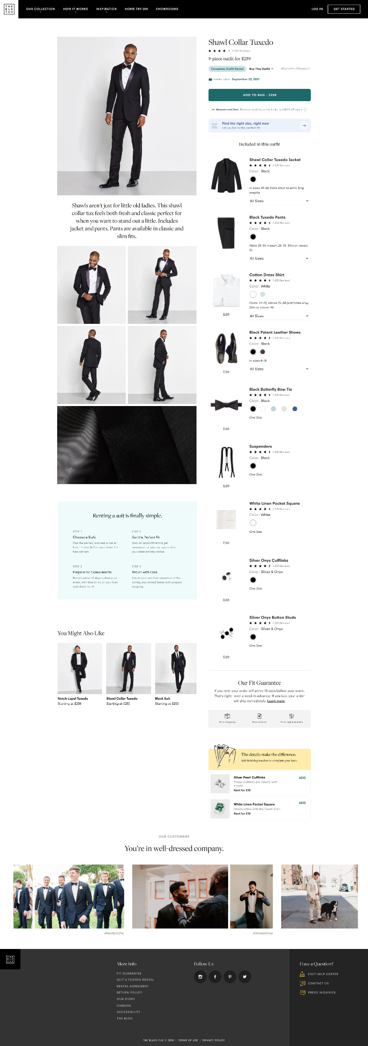 Redesigned product page — Shawl Collar Tuxedo